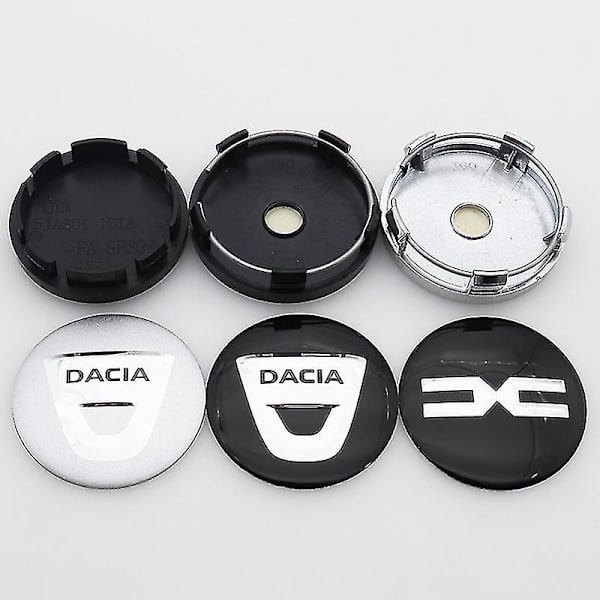 Otwoo 4-pack Hjulnavslock med Dacia-logotyp 56 mm 60 mm Bil Emblem Hjulnavslock Dekoration Styling Tillbehör