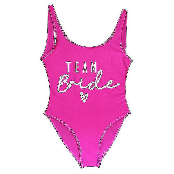 S-3xl Guldtryck Team Bride En-delad Baddräkt Squad Kvinnor Badkläder Möhippa Fest Baddräkt Sommar Strandkläder Baddräkt pink M