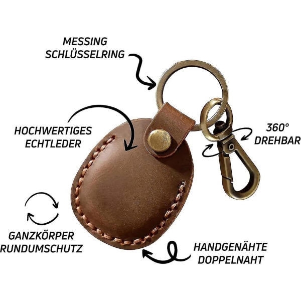 2 stk Pu Læder Airtag Nøglering, Airtag Vedhæng Airtag Case Airtag Holder Airtag Nøglering Airtag Nøglering Case Holder Brown