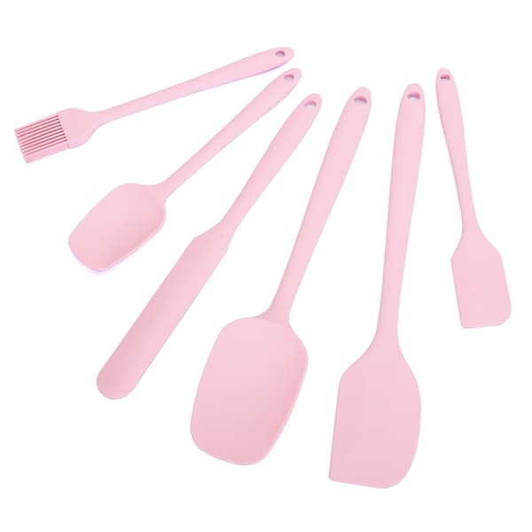 6-delars silikonspatelset, värmebeständigt, rosa