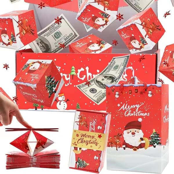 Julöverraskning Studsande Låda Set (20 Studsande Lådor + Presentförpackning + Presentpåse) - Kreativ Jul Födelsedagspresentförpackning, Rolig Julklapp