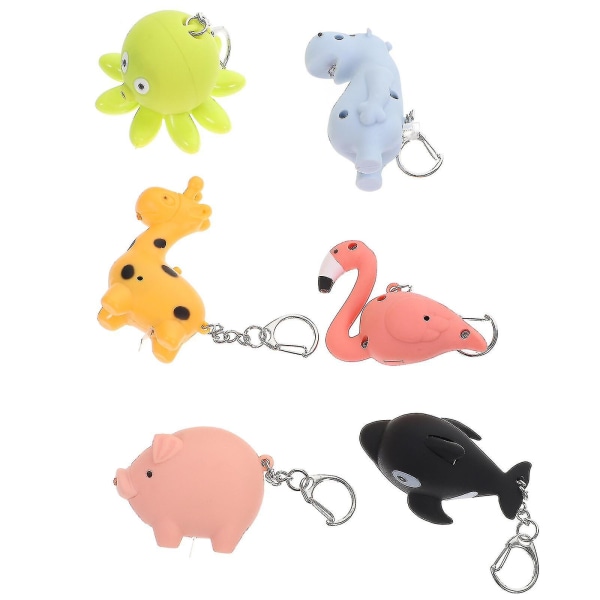 6pcs Flashlight Keychain Animal Flashlight Keychain Bag Hanging Decor Kids Toy Gift