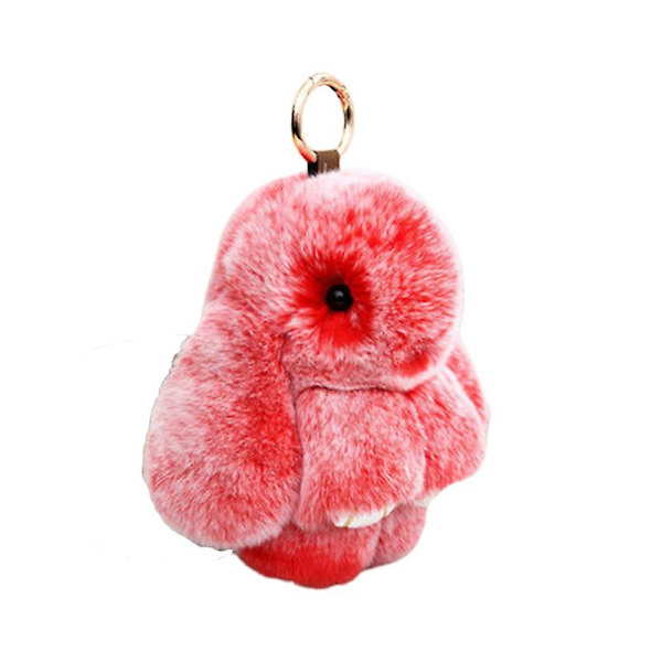 Pehmeä Pupu Avaimenperä, Super Pehmeä Tekoturkis, Ihastuttava Jänis Nukke, Plushie, Reppu Koriste, Värillinen Täytetty Jänis Ripustus, Lapsen Nukke Leikki, Syntymäpäivälahja White & Red 15cm
