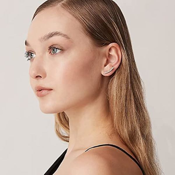 14k forgyldt kubisk zirkonia ørecrawler-øreringe - Faux diamant pil øre klatrer mode øreringe i rosaguld, hvidguld og gult guld