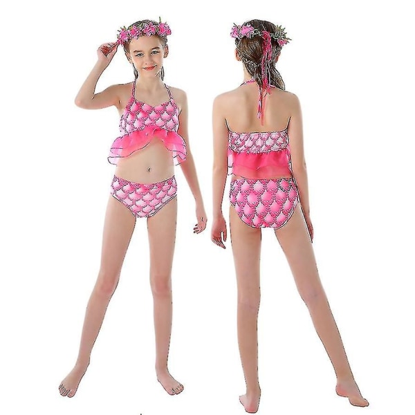 3 st flickor baddräkter sjöjungfru för simning sjöjungfru kostym bikini set style2 130