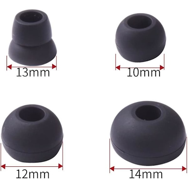 Erstatnings-silikonørepropper ørepropper sett for Powerbeats 2 Wireless Beats By Dre hodetelefoner, 4 par (svart)