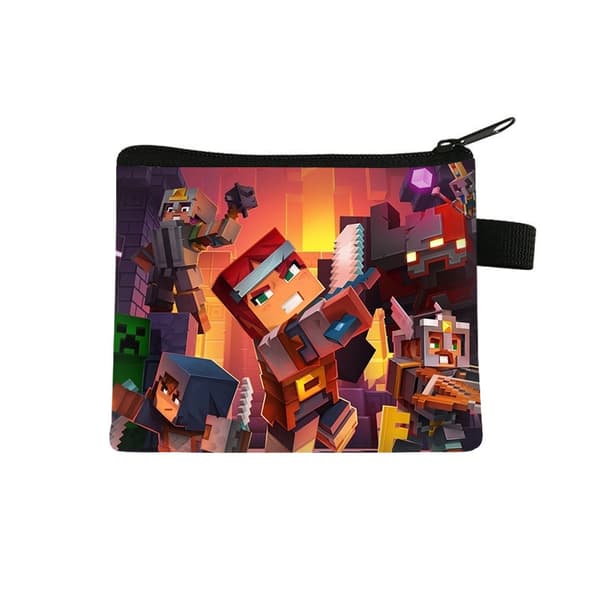 Minecraft Mini Møntpung — Bærbar Polyester Kortholder til Studerende 13.5*11cm.2