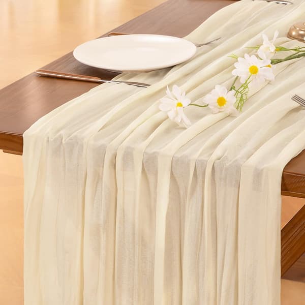 Beige osteklut bordløper, 3 meter, bohemsk
