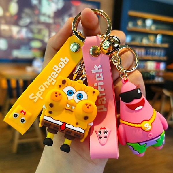 Ondej Spongebob Squarepants Sød Anime Nøglering Dukke Patrick Star Bilnøgle Ring Rygsæk Vedhæng Tilbehør Gaver Til Børn Spongebob1