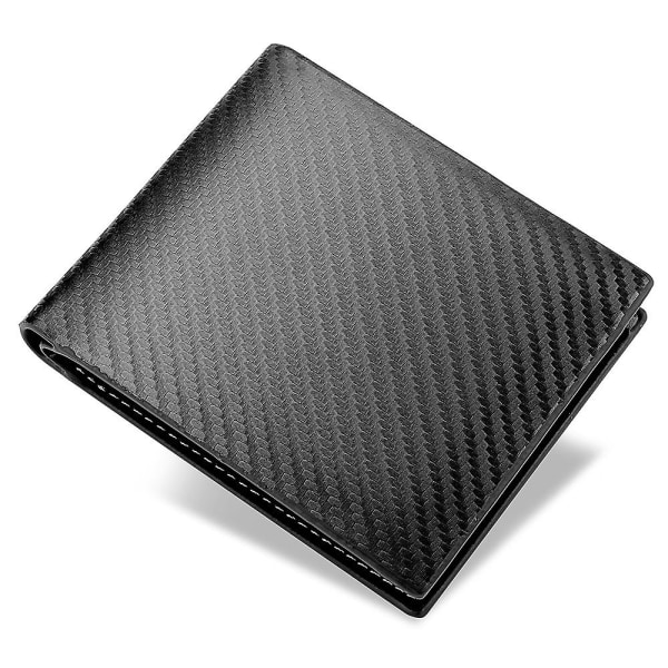 Læder Carbon Fiber Herre Pengepung RFID Blokering Tynd ID Kreditkort Holder Gray