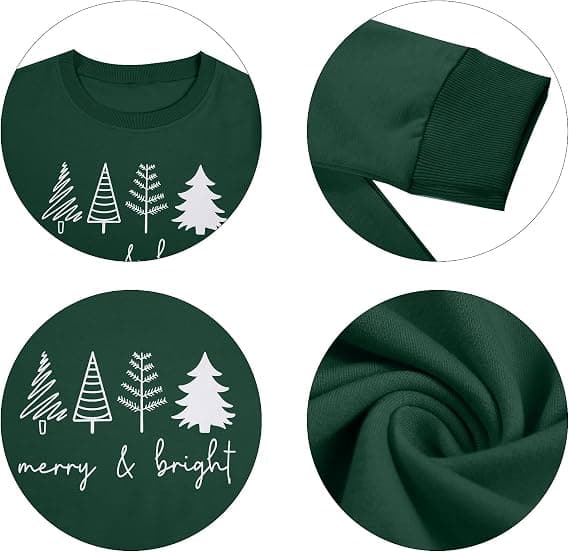 Jule Sweatshirt med Mønster til Kvinder Retro Jul Langærmet Pullover Størrelse L