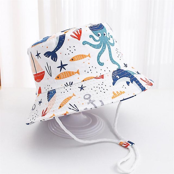 Vårförsommar Herrar Bucket Hat Cartoon Herrar Herrar Hatt Strand Solkeps Toddler Herrar Fiskarehatt Utomhus Herrar Panamahatt 10 ocean animals 52cm(2-4 years old)