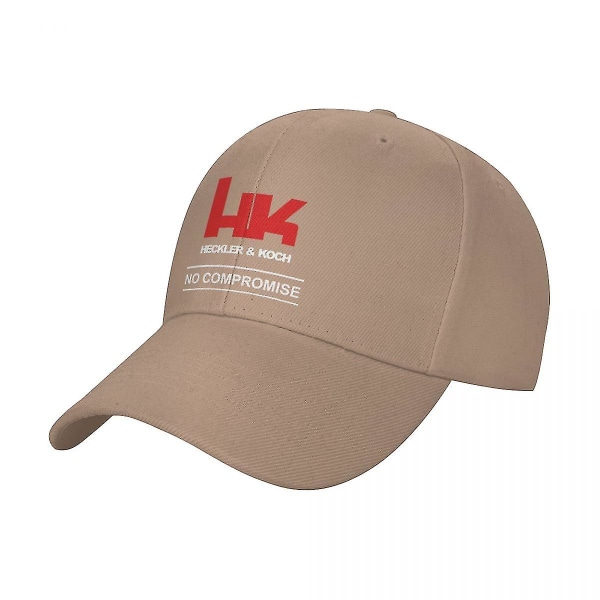 Hatt for menn og kvinner med HK-logo - Baseballcaps med snapback, Heckler & Koch-hatt, solhatt, pustende sportshatt for sommeren Khaki One Size