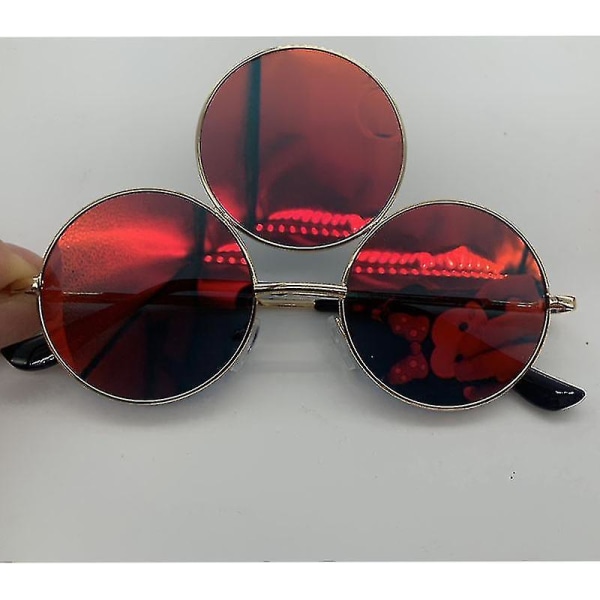 2023 Nye Third Eye Runde Solbriller Kvinder/Mænd Reflekterende spejlede sorte feriesolbriller Tre linser Eyewear Shades Uv400-xinhan wine red