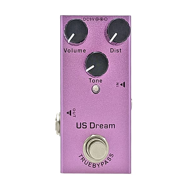 US Dream Gitarr Effektpedal - High-Gain Distortionpedal med Volym, Dist & Tonkontroller