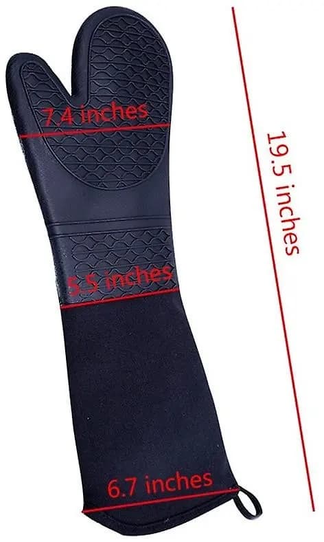 Extra Långa Silikonugnsvantar, Tunga Arbetsugnsvantar, Värmebeständiga Grillhandskar, 2-pack