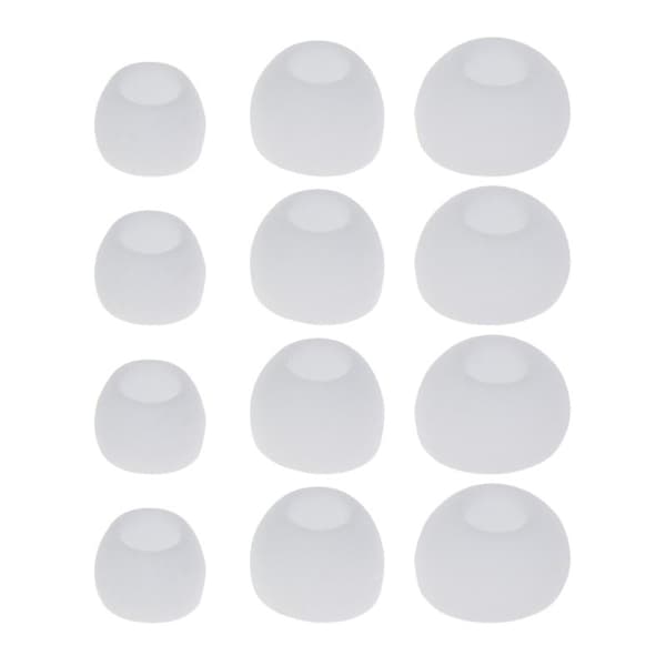 12 stk. Silikonørepropper Øretips S/M/L Størrelser Øretelefoner Bløde Gummi Fleksible Øretips White