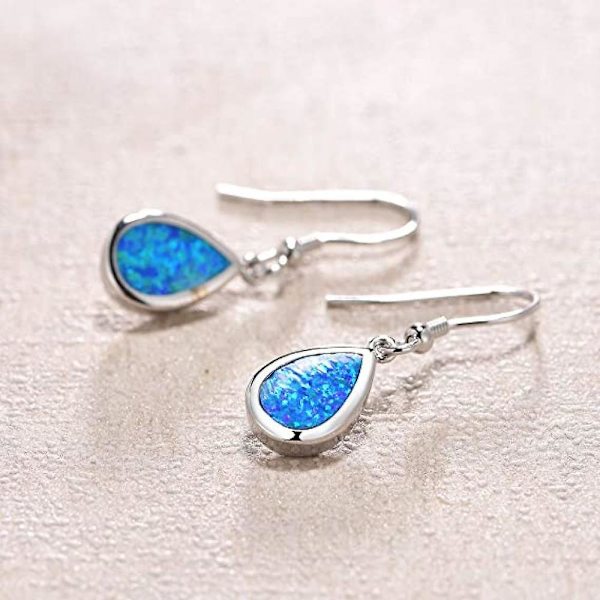 Fancime Sterling Sølv Opal Dangle Øreringe Tåreformet Krog Drop Øreringe Fødselssten Fine Smykker Til Kvinder Piger