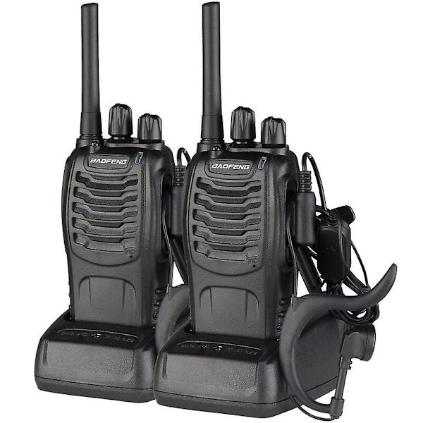Bf-88e 1500mah Ultra-pitkä Käyttöaika Walkie-talkie EU-standardi Musta 2 kpl