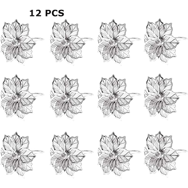 Guld Sølv Servietringe Spænder, 12 Stk Metal Rose Blomst Serviet Spænder til Bryllup Fest Middag Jubilæum Bord Midterstykker