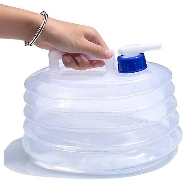 2-pakning - 5L sammenleggbar vanndunk med kran - Vannbeholder gjennomsiktig 2-pakning 3-Pack