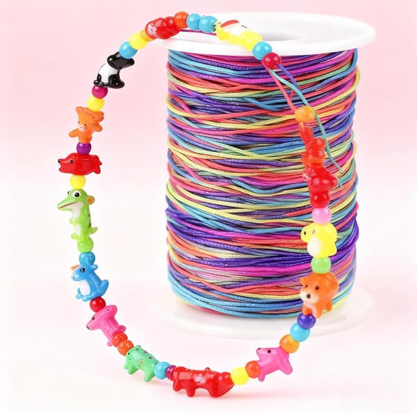 50 meter 1 mm elastisk armbåndtråd, flerfarget elastisk tråd, solid og slitesterk perletråd
