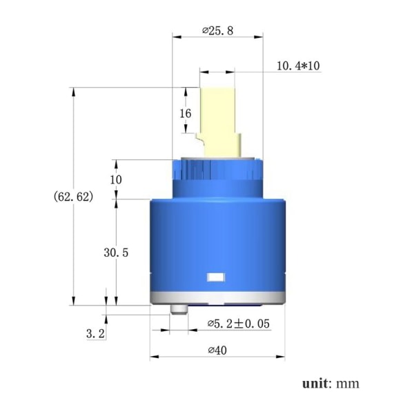 Sedal 40mm Ceramic Tap Cartridge for Single Handle Valve Replacement