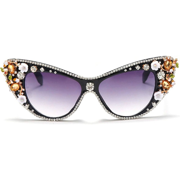 Rask shopping Oversized Diamond Solbriller Dame Rhinestone Cat Eye Solbriller Vintage Menn bling fest solbriller Briller C4