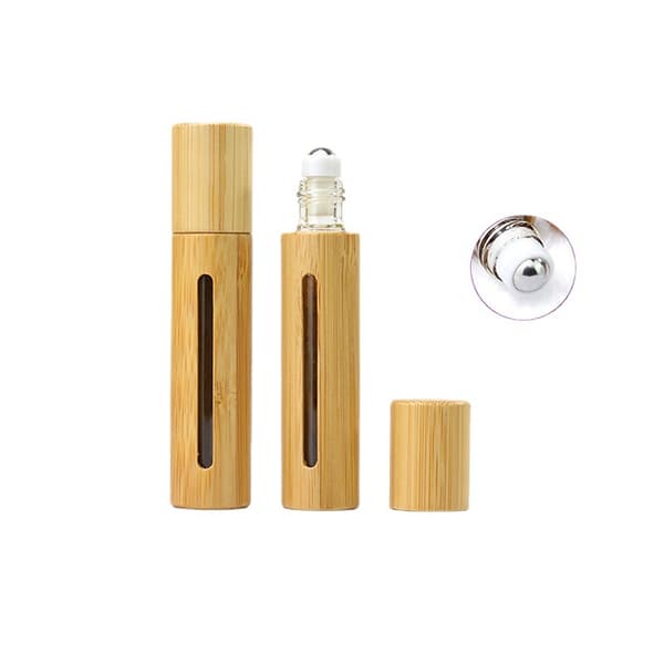 2-pack 10ml Bambu Rollerflaska Set - Naturlig Bambu Rollerflaska, Portabel Eterisk Olje Essens Massage och Applikator