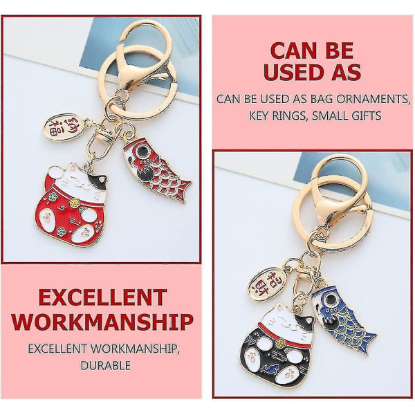 Lucky Cat Keychain: Japanese Beckoning Cat Keyring Fengshui For Tune
