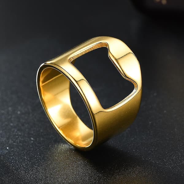 10 stk. Guld Ring Flaskeåbner til Mænd Bar Alsidig Rustfrit Stål Ring til Fest (22mm)