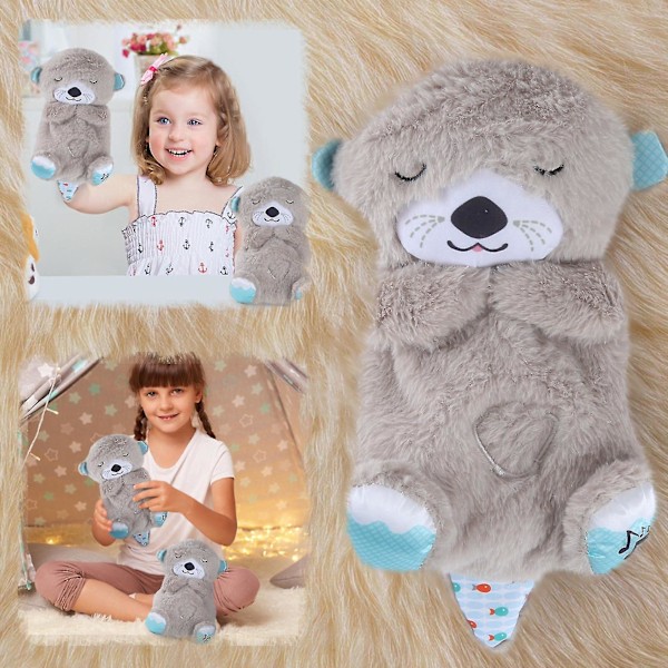 Sovande Uttern Andas Uttern Nyfödd Bebis Leksaker & Ny Plysch Tvättad Slumber Mjuka Leksaker för Bebisar med Ljus och Ljud Cosleeping Leksak Light brown