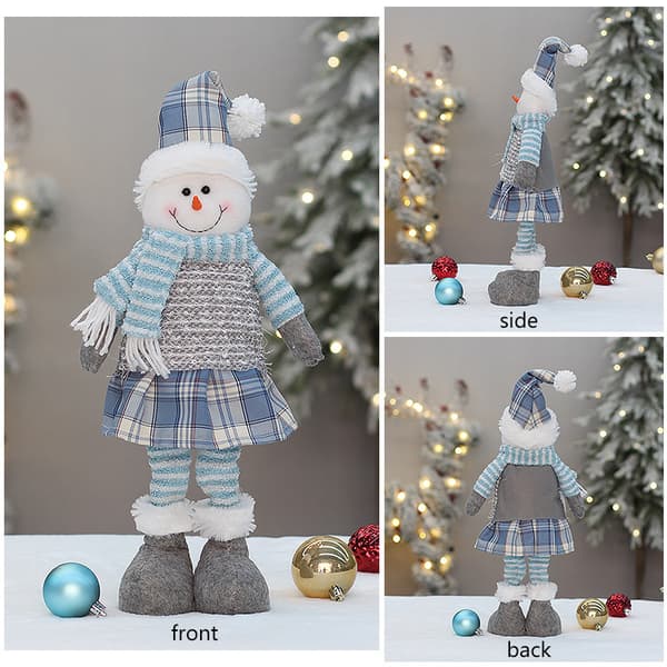 Blå tygsträckt julfylld figur, jultomte, snögubbe, ren, juldekoration prydnad Blå infällbar älg