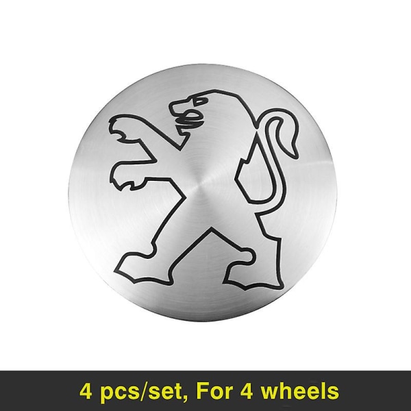 4st bilhjulsnav cap metallemblem klistermärken för Peugeot 206 307 308 3008 207 208 407 508 2008 5008 107 106 205 4008 301
