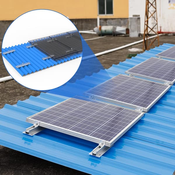 Aluminium solcellepanel - Festesystem - Trapesformet PV-plate - Festesett for 4 solcellepaneler