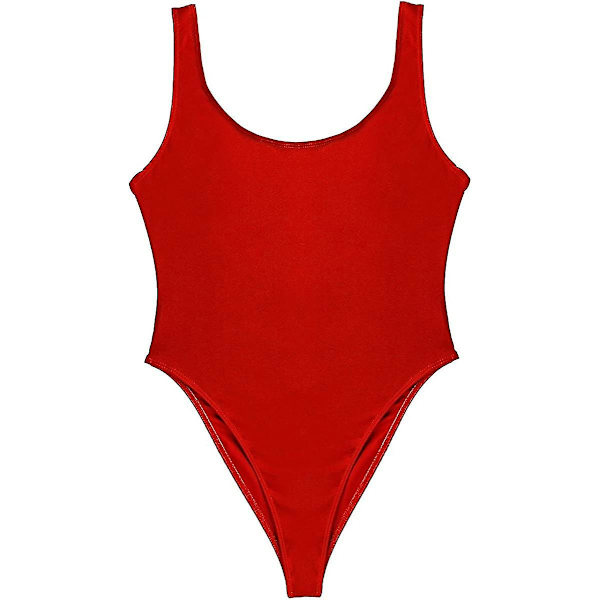 Freebily Dam Retro 80-tal/90-tal Inspirerad Hög Skuren Låg Rygg En Delig Baddräkt Baddräkter Xinmu Red XL