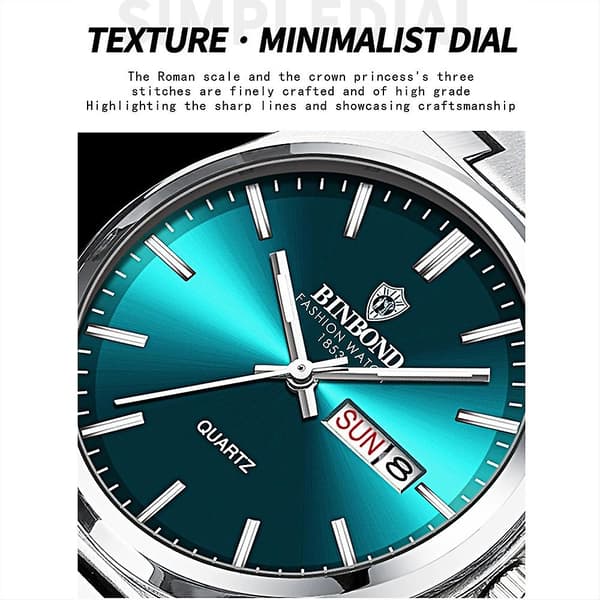 BINBOND B102 Quartz Ur Hvid Stål-Sort