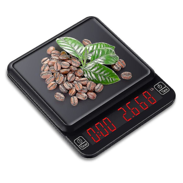 Kaffevåg med timer Espressovåg 3kg/0,1g Digital Precisionsvåg Kaffevåg Multifunktiona