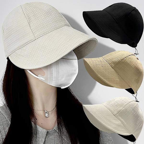 Sommar Solhatt Solskyddshätt Bredbrättad Dragkedja Justerbar Vikbar Herrhatt Snabbtorkande Hattar Visir Fiskare Hattar Style 02-Beige