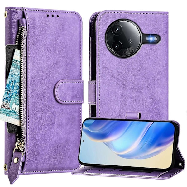 För Xiaomi Poco F7 Pro 5G Xiaomi Poco F7 Ultra 5G Fodral Blixtlåsficka Flera Kortplatser Läder Pho Red