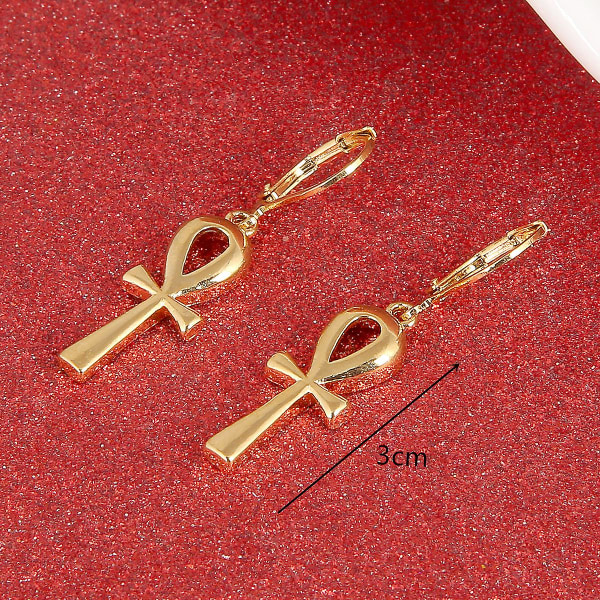 Guld Farve Egyptiske Ankh Øreringe Ankh Kors Øreringe Religion Egypten Hieroglyffer Crux Ansata Smykker