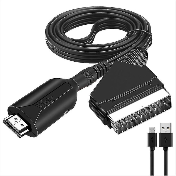 Ny stil HDMI til scart-kabel 1 meter lang direkte tilkobling Praktisk Conversi Shytmv black