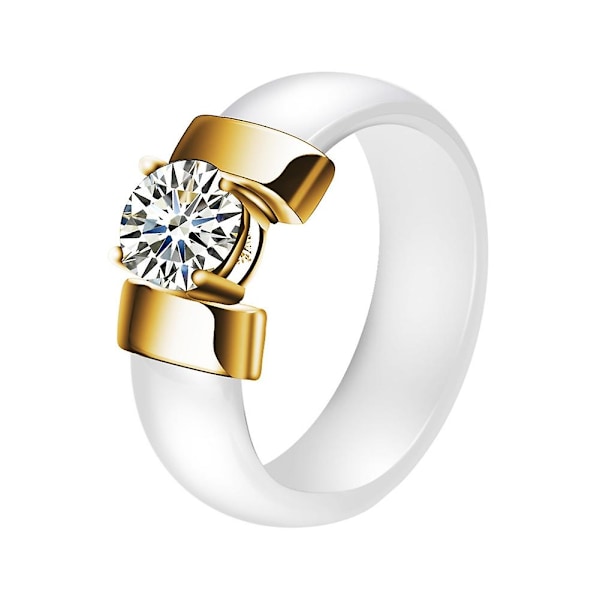 1 kpl rakastavaisten pariskuntien koru lahja muoti keraaminen nauha upotettu kuutio zirkonium sormus White gold US 8
