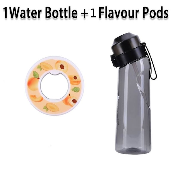 Smaksatt vattenflaska med 7 smakpods Air Water Up flaska Frostad svart 650 ml Air Starter Up Set Vattenkopp för camping Sport D SPAIN