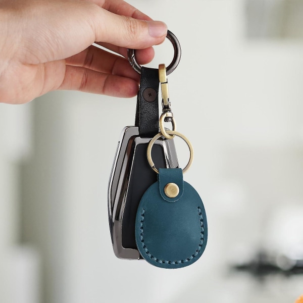 2 kpl Nahka AirTag Avaimenperä, AirTag-riipus AirTag-kotelo AirTag-pidike AirTag-avaimenperä AirTag-avaimenperän kotelopidike Blue
