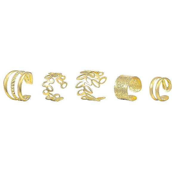 5 kappaleen korvakorusarja Temperament Knuckle Opening Jewelry Joululahja Naisten päivittäiset korut Tytöt Elegantti korvakorusarja Persoonallisuussetti Gold