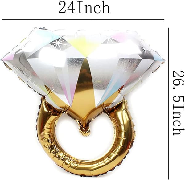 2 Diamantring Aluminiumballonger - Bröllop/Möhippa/Förlovningstillbehör