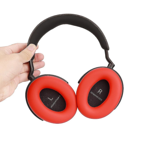 1 Par Silikon Öronkuddar för Sennheiser MOMENTUM 4 Trådlösa Bluetooth-hörlurar Mjuka Kuddar - Beige Red Style A