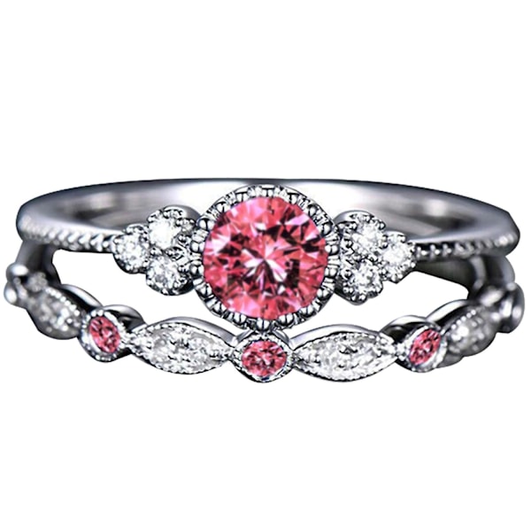 2 stk. fingerring i dobbelt type, holdbar, moderigtig cykelring til gave Pink US 9
