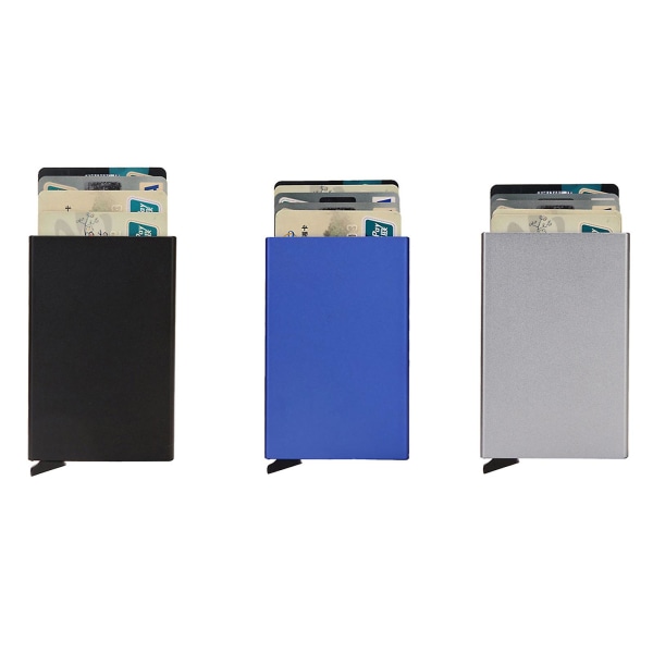 Korttiteline liukusäätimellä Pop Up -lompakko RFID-estävä ohut korttikotelon laukku Black